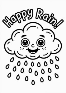 Rain Coloring Page Of Cute Little Raincloud For Preschoolers 7