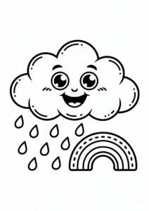 Rain Coloring Page Of Cute Little Raincloud For Preschoolers 8