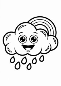 Rain Coloring Page Of Cute Little Raincloud For Preschoolers 9