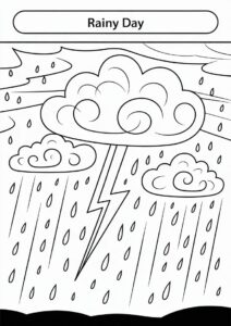Rain Coloring Page Of Rainclouds With Lightning 4