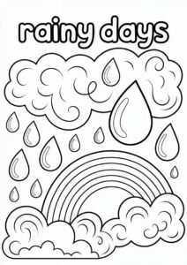 Rain Coloring Page Of Raindrops And Rainbows For Preschoolers 11