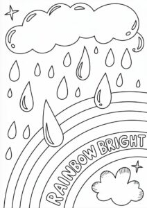 Rain Coloring Page Of Raindrops And Rainbows For Preschoolers 2