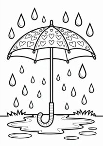 Rain Coloring Page Of Simple Umbrella 1