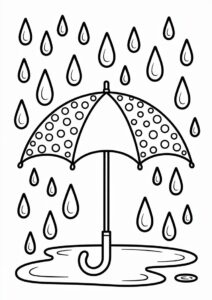 Rain Coloring Page Of Simple Umbrella 2