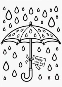 Rain Coloring Page Of Simple Umbrella 4