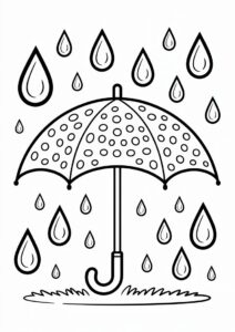 Rain Coloring Page Of Simple Umbrella 5
