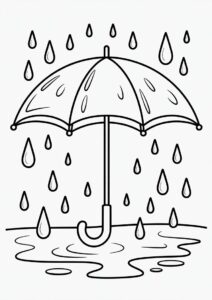 Rain Coloring Page Of Simple Umbrella 6