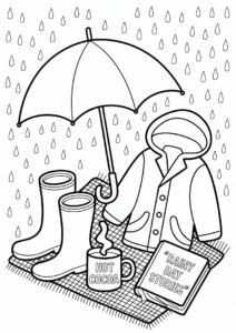 Rain Coloring Page Of Things To Bring On A Rainy Day 1