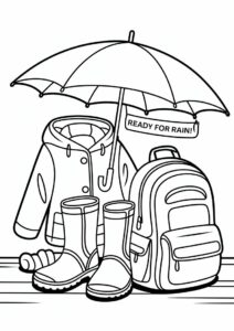 Rain Coloring Page Of Things To Bring On A Rainy Day 2