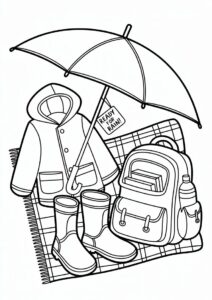 Rain Coloring Page Of Things To Bring On A Rainy Day 3