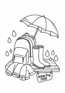 Rain Coloring Page Of Things To Bring On A Rainy Day 4