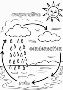 Rain Coloring Page Of Water Cycle Diagram 1