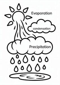 Rain Coloring Page Of Water Cycle Diagram 2