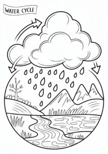 Rain Coloring Page Of Water Cycle Diagram 4