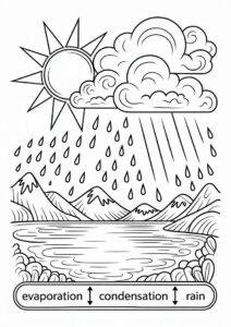 Rain Coloring Page Of Water Cycle Diagram 5