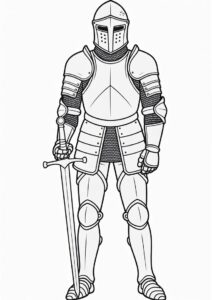 Realistic Knight In Full Armor Coloring Page 2