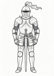 Realistic Knight In Full Armor Coloring Page 3