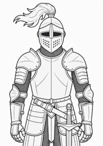 Realistic Knight In Full Armor Coloring Page 4