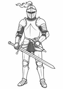 Realistic Knight In Full Armor Coloring Page 6