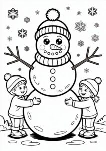 Realistic Looking Snowman Being Made By Kids 1