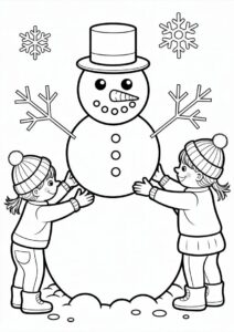 Realistic Looking Snowman Being Made By Kids 2