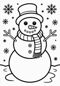 Realistic Looking Snowman To Color For Preschoolers 1