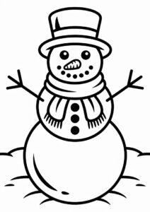 Realistic Looking Snowman To Color For Preschoolers 2