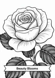 Realistic Rose Coloring Page 1
