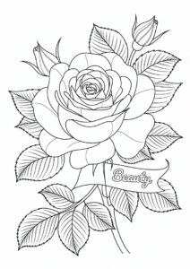 Realistic Rose Coloring Page 10