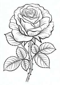Realistic Rose Coloring Page 11