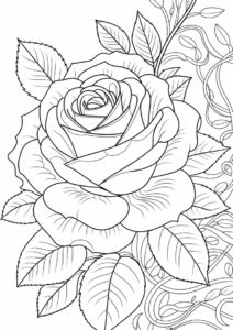 Realistic Rose Coloring Page 12