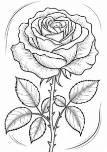 Realistic Rose Coloring Page 2