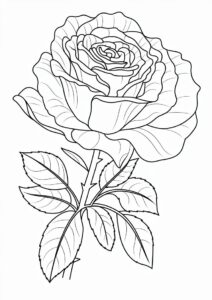 Realistic Rose Coloring Page 3