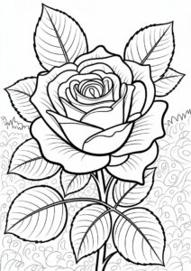 Realistic Rose Coloring Page 4