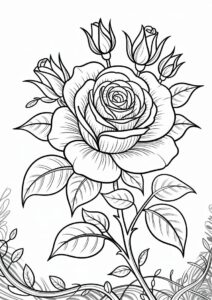 Realistic Rose Coloring Page 5