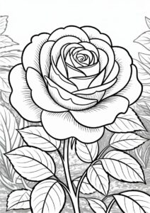 Realistic Rose Coloring Page 6