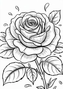 Realistic Rose Coloring Page 7
