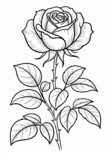 Realistic Rose Coloring Page 8