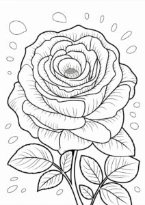 Realistic Rose Coloring Page 9