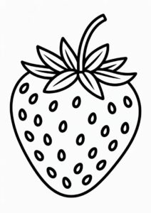 Realistic Strawberry Coloring Page Flashcard 1