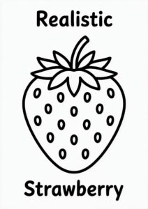 Realistic Strawberry Coloring Page Flashcard 2