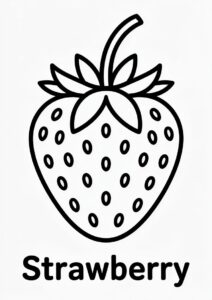 Realistic Strawberry Coloring Page Flashcard 3