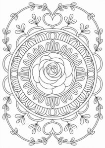 Rose Mandala Coloring Page For Adults 1