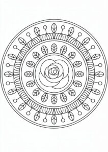Rose Mandala Coloring Page For Adults 3