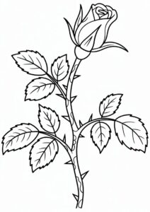 Rose Stem Coloring Sheet 4