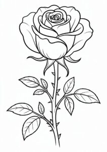 Rose With Thorns To Color 1