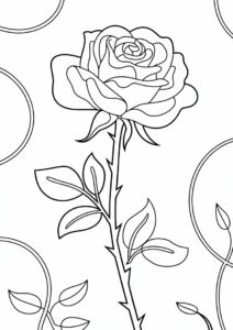 Rose With Thorns To Color 2