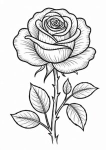 Rose With Thorns To Color 3