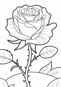 Rose With Thorns To Color 5