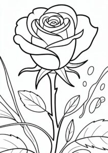 Rose With Thorns To Color 6